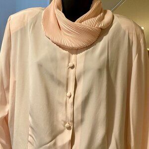 Vintage Soft Pink Blouse long sleeve button down  ~ Size 18